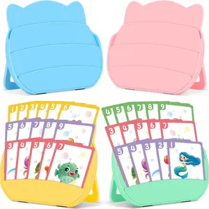 Card Holders for Playing Cards | 4 Pack Playing Card Holder for Adults Arthritis Little Hands | 3 Layers Stand Foldable Plastic Card Holder Set for Card Games Poker Travel Game Night