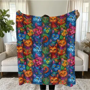 Cute Cat Blanket Sherpa  Blanket, soft blanket, cute blanket, cat blanket, cat pattern blanket baby blanket cat sherpa,Thin Blanket Dream Workshop