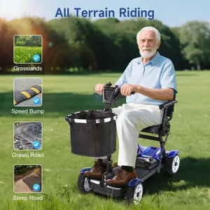 4 Wheels Foldable Mobility Scooter for Seniors Adults, 35 Miles Long Range Portable Electric Elderly Scooter with Removable Battery, Front Storage Basket, LED Lights, 300LBS Capacity tiktokshopspringglowup