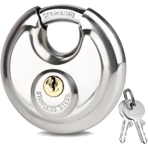 Disc Lock for Storage Unit 2-3/4"(70mm), Stainless Steel Keyed Padlock with Keys, Outdoor Waterproof Storage Lock for Storage Locker, Shed, Gate, Fence, Heavy Duty Discus Keyed Pad Lock