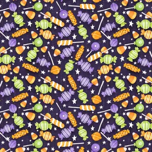 Fabric Henry Glass Dark Purple Candy Toss Glow in the Dark Moonlight Mischief by the Quarter Yard 2553G-55