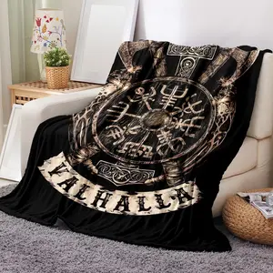 Viking Valhalla Pattern Blanket, Soft Warm Throw Blanket, Air-conditioned Room Blanket, Air Conditioning Blanket, Warm Nap Blanket for Home Office Travel Camping