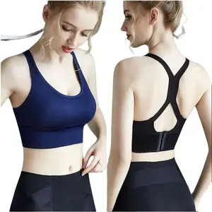 Seamless Sports Bra for Women High Support Shockproof Push Up |   Racerback Yoga Bra Thin Padded Wireless |   Underarm Smoothing Backless Workout Bra for Running a for Running