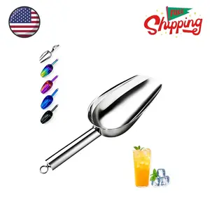 Metal Ice Scoop, Kitchen Ice Scooper for Ice Maker (Silver, 3 OZ)