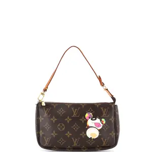 Pre-owned Louis Vuitton Canvas Coated Clutches & Wristlets Pochette Accessoires Limited Edition Monogram Murakami Panda by Rebag