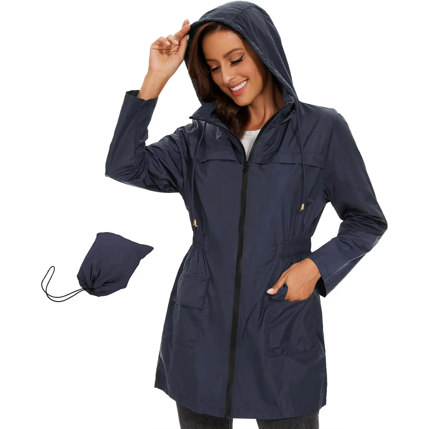 Century Star Packable Rain Jackets Waterproof Womens Rain Coats with Hood Lightweight Windbreaker Jacket