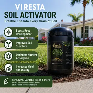 Viresta Soil Revitalizer, Concentrated Humic Acid Soil Conditioner for Lawn, Garden, Fruit Trees, Vegetables & Potted Plants, Makes up to 266 Gallons, 13.8 oz-gan-Viresta