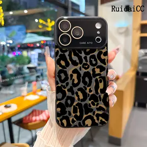 Black & Brown Leopard Cheetah Print TPU Phone Case for iPhone 17 Pro Max, 16, 15 Plus, 14, 13, 12 Series - Full Camera Lens Protection, Shockproof, Drop-Resistant, Durable, Suitable for Adults