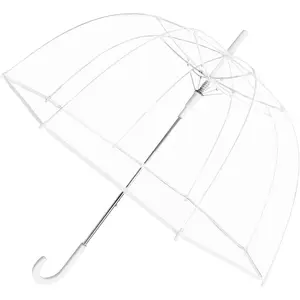 Weather station automatic rain umbrella compact clear dome windproof waterproof lightweight and packable for travel full 52 inch arc white