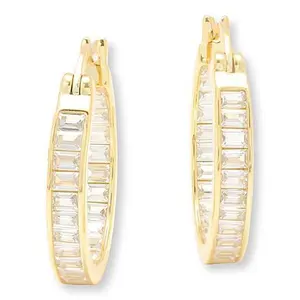 Radiance by Absolute™ Baguette Cut Inside-Outside Hoop Earrings