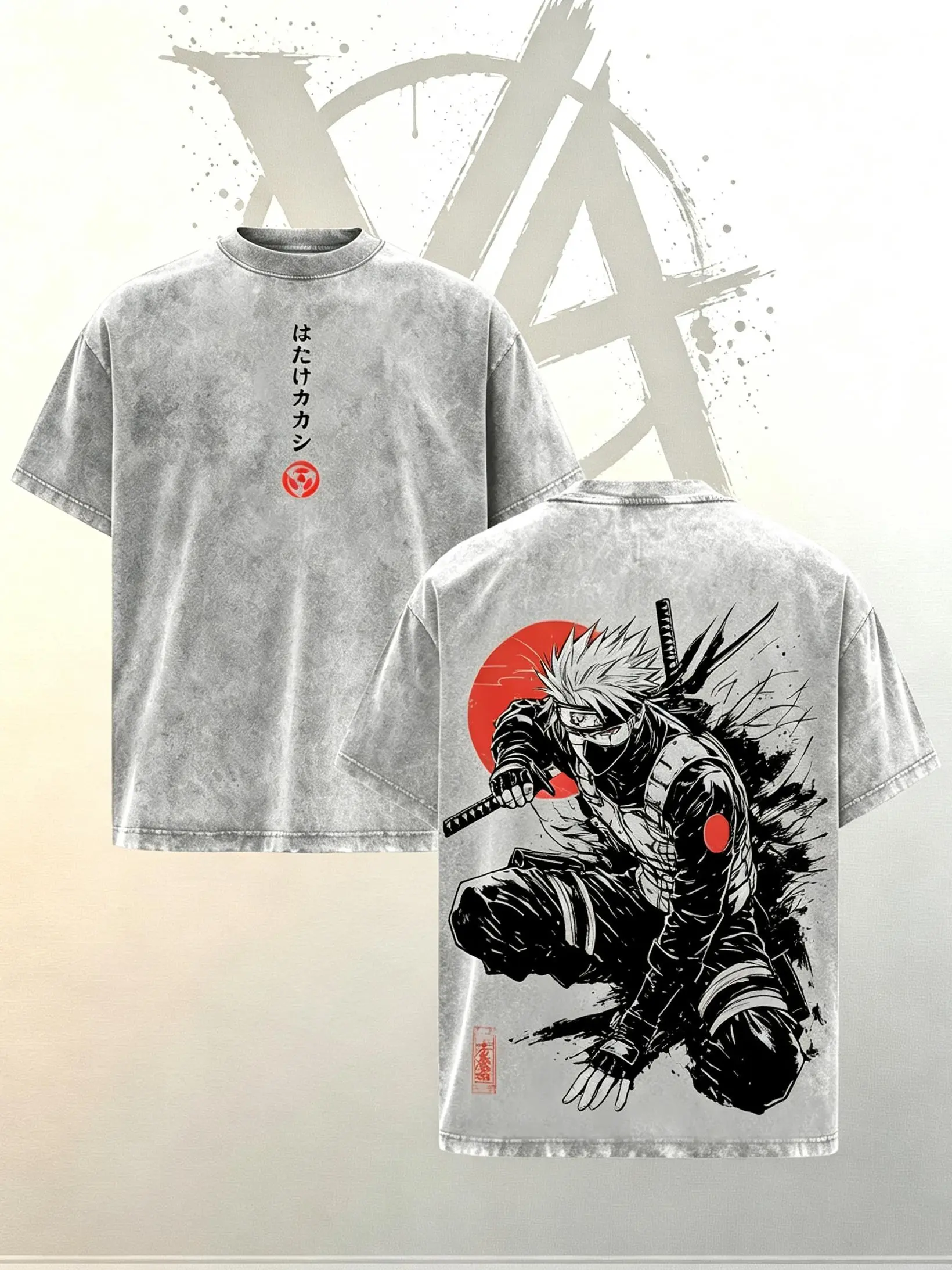 [AVT]Kakashi Hatake T-Shirt, Naruto Anime Vintage Washed Tee, Sharingan Ninja Graphic Shirt, Oversized Japanese Streetwear, Dark Aesthetic Manga Top, Unisex Casual Anime Fashion,trendy t-shirts,humor symbol t-shirt,invincible shirt,funny student shirt