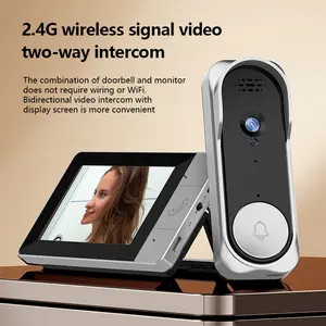 Non-WiFi Video Doorbell Camera with 4.3" Monitor Wireless Security Doorbell Real-Time 2-Way Audio No App Required Night Vision Rechargeable Battery Local Storage 300000 Ultra Clear Picture Quality