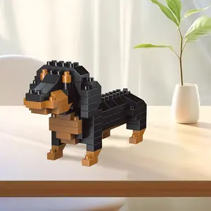 Cute Dog Sausage Snowy Schnauzer Building Block Model, 3D Puzzle Toy Gift for Birthday Christmas, Enhances Hand-Eye Coordination & Focus