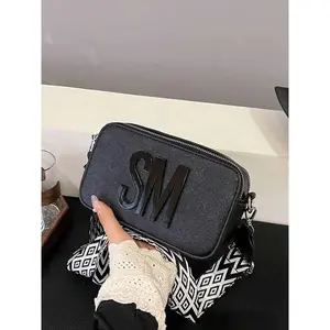 Women'sElegantLetterDesignStylishCrossbodyBag,FashionableVersatileChainStrapCrossbodyClutchPurse,Bags,TrendyAll-matchCrossbodyPuLeatherBagforDailyUse,DailyCommuterPurse