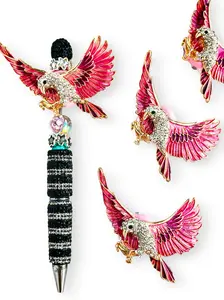 DIY Creative Eagle Ornament, Selected Gift, Handmade Bead Pen Chain Keychain, Indoor Decor, Car Hanging Accessory, Fashionable Alloy Keychain, Bling Bling Keychains