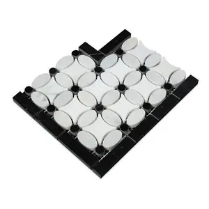 Thassos White Rain Flower Border Corner 5 3/4x6 Polished/Honed