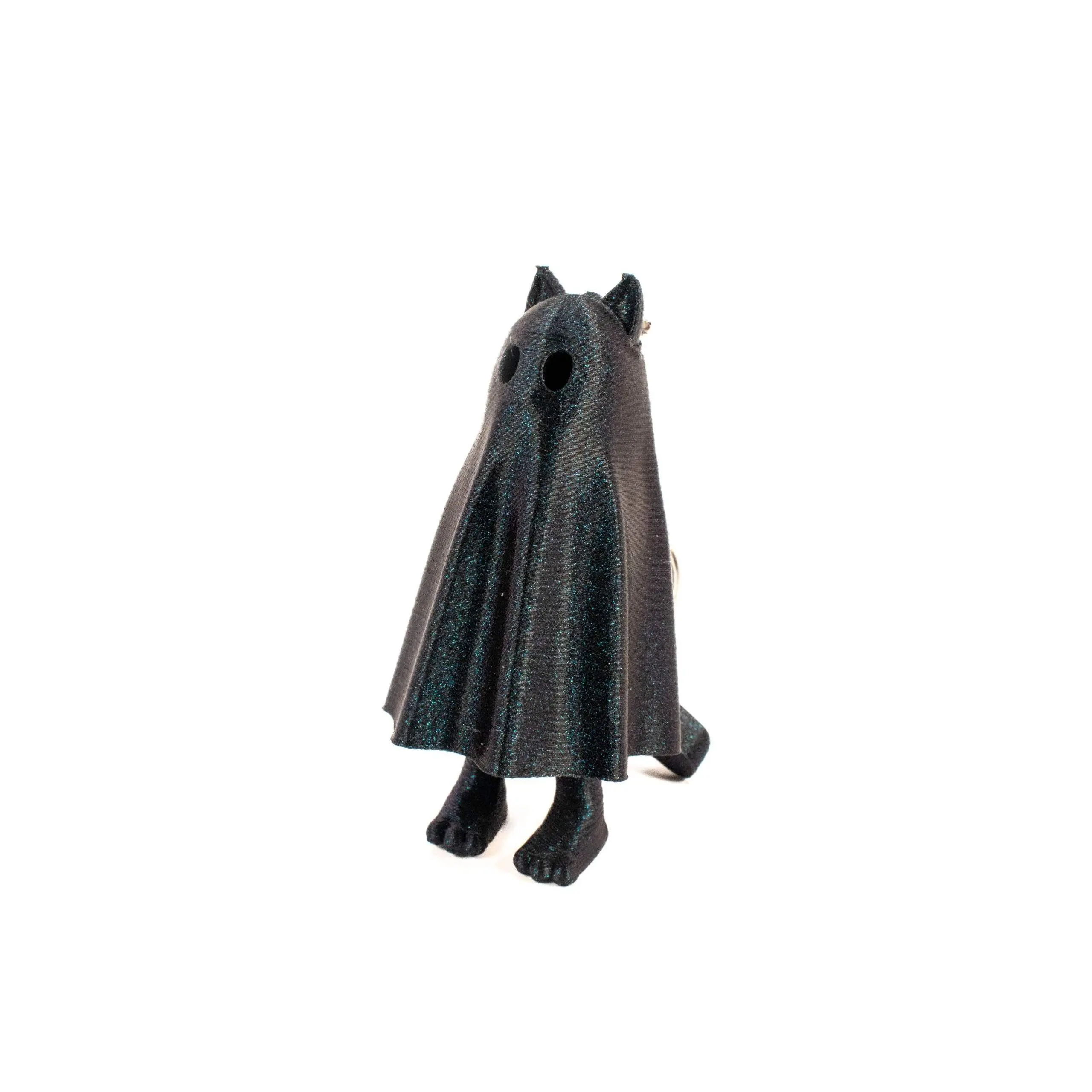 Halloween Ghost Cat Keychain with Hidden Feet