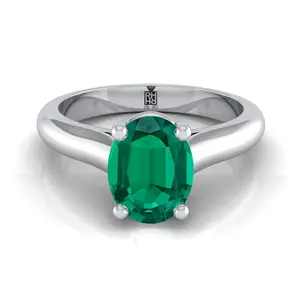 Platinum Oval Pinched Comfort Fit Claw Prong Solitaire Engagement Ring