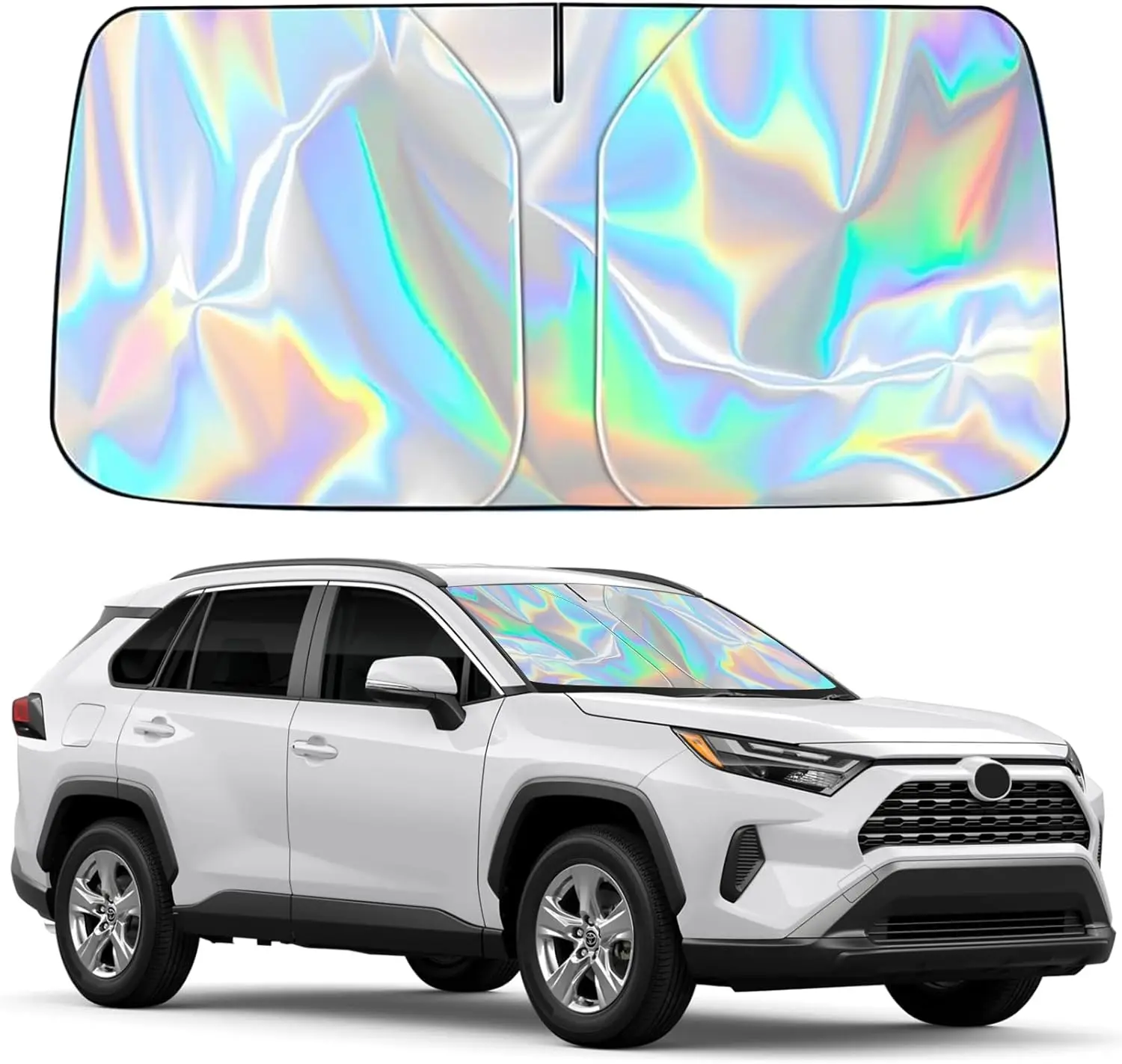 Car Windshield Sunshade 57x31.5 Inches | Blocks 99% Heat & UV Rays | Universal Fit for Cars SUVs Trucks | Premium 240T Polyester | Easy Install & Foldable | Automotive Sun Screen for Summer