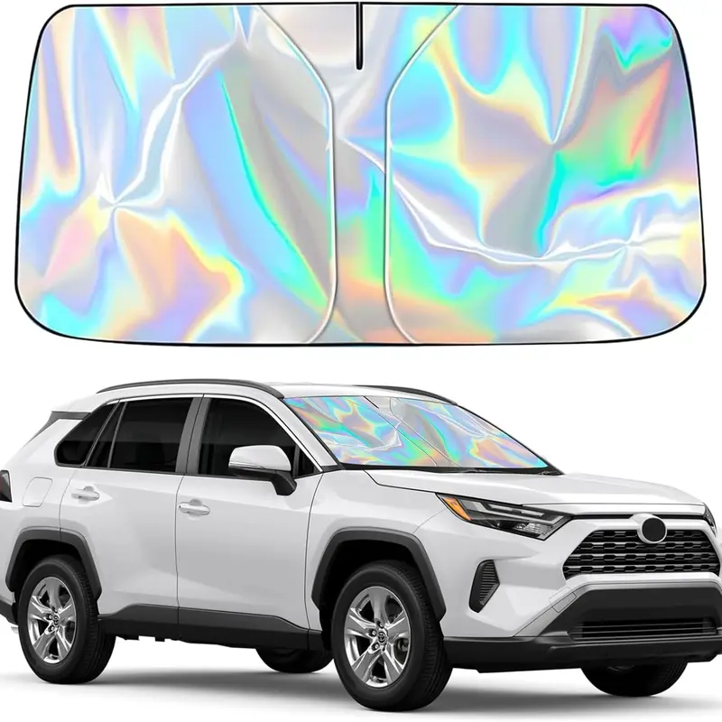 240T Tough Windshield Sun Shade (57x31.5 in) - Cars Accessories, 99% Heat & UV Blocking Front Window Sunshade Visor, Universal Fit for Cars/SUVs/Trucks, Easy Install Foldable Lightweight Summer Auto Screen