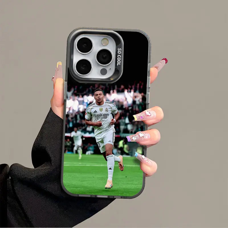 Mbappe Pattern Fashion Acrylic Cellphone Case - High-Quality Phone Accessories with Protector, Crash-Proof, Shockproof, Anti-Drop, Raised Edges, Camera Cover for iPhone 17,16,15,14,13,12,11 Pro Max Plus Air & Samsung S25,S24,S23,S22 Plus FE