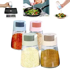 Salt and Pepper Shakers Precise Quantitative Push Type, 0.5 Grams Dispenser, Quantitative Salt Control Bottle, Spice Jars Seasoning Shaker Containers for Kitchen Cooking Camping