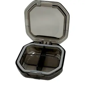 Travel Pill Organizer - Durable, Watertight Pill Case Travel Size with 4 Compartments - Compact Pill Travel Case for Vitamins, Supplements, Medicine - Travel Pill Container for Purse (Gray)