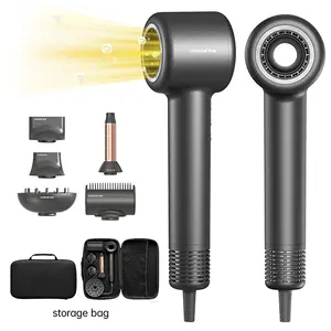 Powerful ion hair dryer - low noise, high speed | Releases 5 billion negative ions | Dries and smoothens frizz, Plasma Care With Diffuser For Damaged Hair | Includes a complete set of styling tools for both home use and salons (gray)
