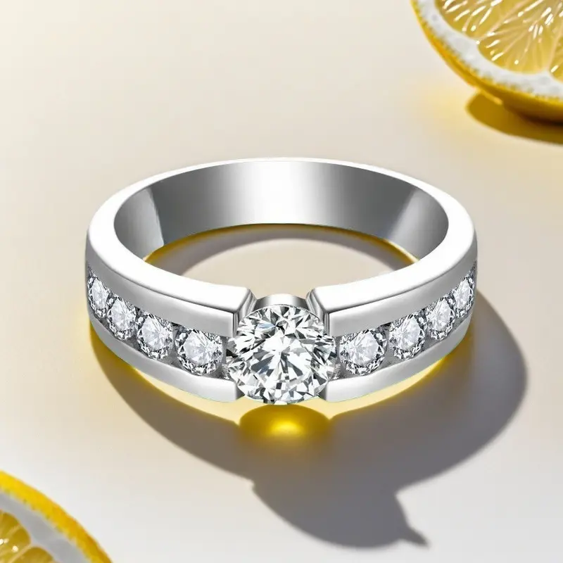 1.0 + 0.1 * 8 Carat Moissanite 9 Ring, S925 Silver Ring with a Weight of 0.07 oz, a Perfect Engagement Ring, Anniversary Gift.
