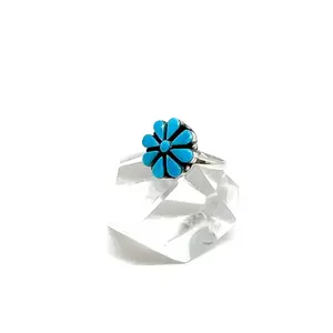 Delicate Zuni Turquoise Round Petit Point Cluster Ring