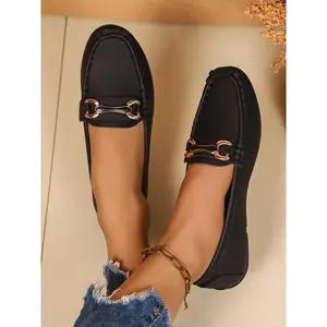 Women's Comfortable Walking Flats, Stylish Slip-On Casual Shoes, Ideal for Work, Versatile Fashion Choice All Year Round, PU Leather Loafers(Sheets)