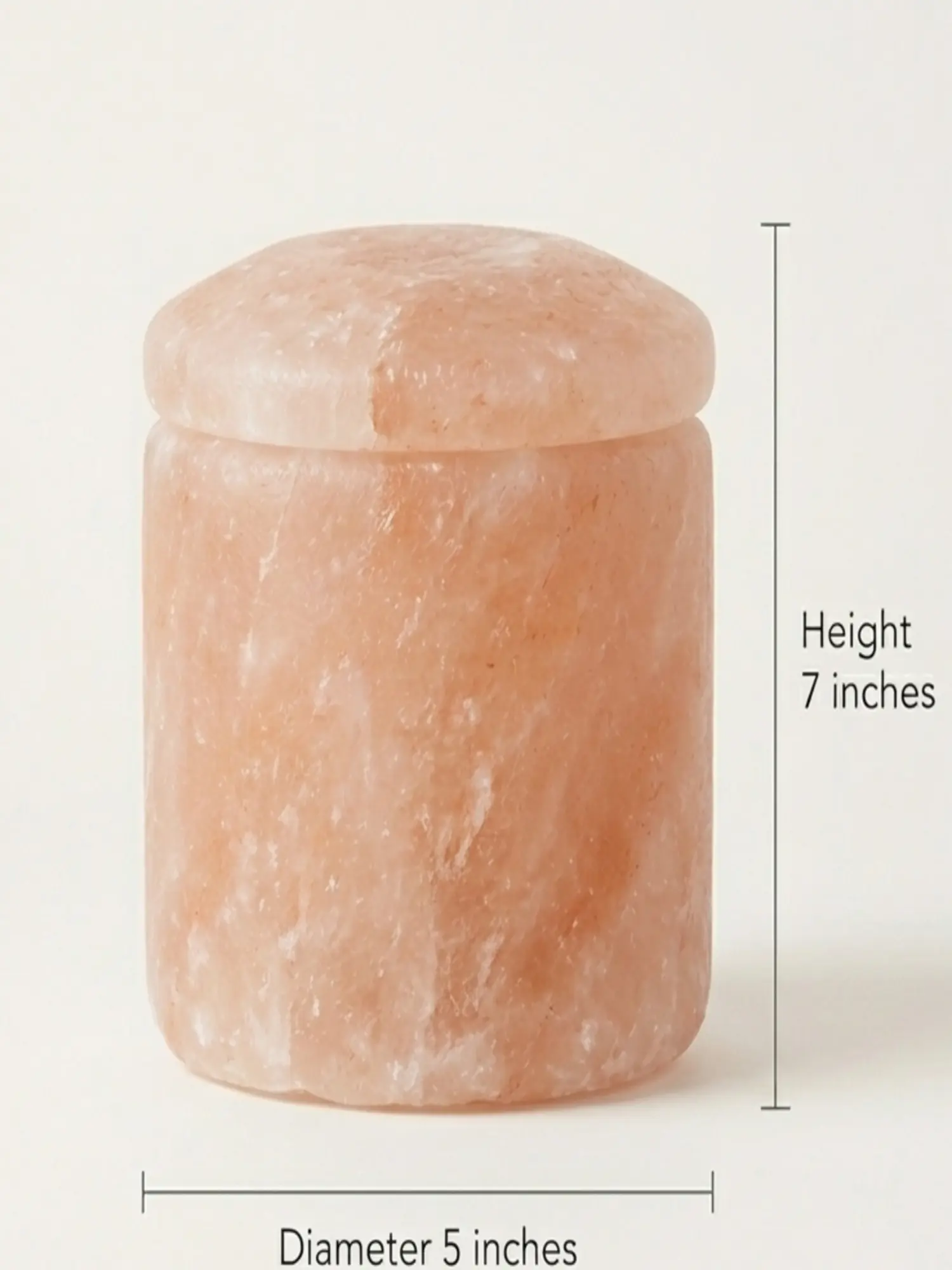 5x5x7 Inch Cylinder Himalayan Salt Biodegradable Urn Handmade Memorial Keepsake for Medium Pet Child Cremation Ashes Capacity 135-140 Cubic Inches