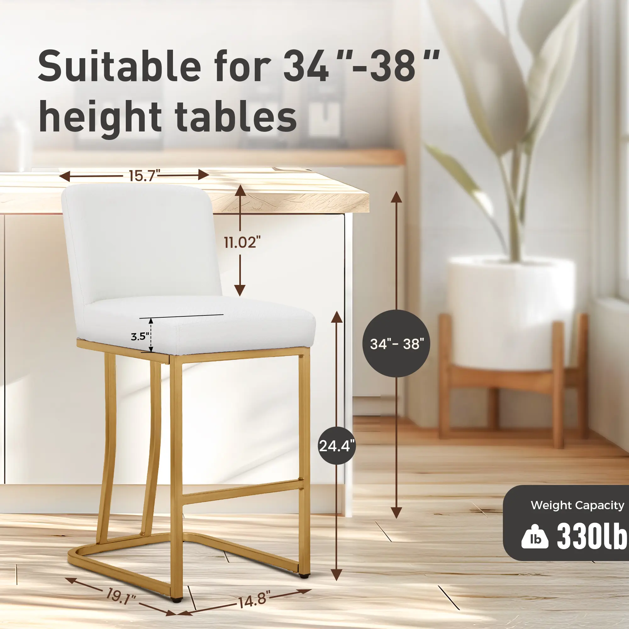 White Woven Faux Leather + Golden Curved Frame