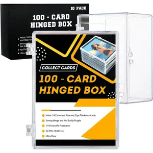 10-Pack 100-Count Deck-Case Card-Box - Hinged Trading Card Storage Box, Trading Deck Boxes, Clear Case Collection Storage Box for Gaming, Sports, Playing Cards
