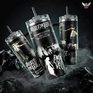 Bulls In The Bronx PTV PIERCE THE VEIL Band Art ALT ROCK Sayal 40 oz Thermal Vacuum Insulated 12H Hot Cold With Handle For Music Lovers & Dark Aesthetic Vibes Emo Punk Style Leak-Proof BPA-Free Stainless Steel Cupholder Friendly Cup For Fans