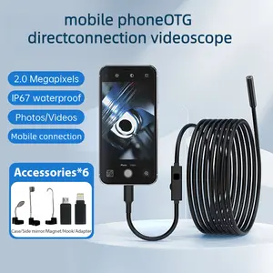 Industrial Endoscope with Dual Cameras, Waterproof, 8 LEDs, Hardwired, Phone-Compatible, for Automotive AC & Ductwork Inspection