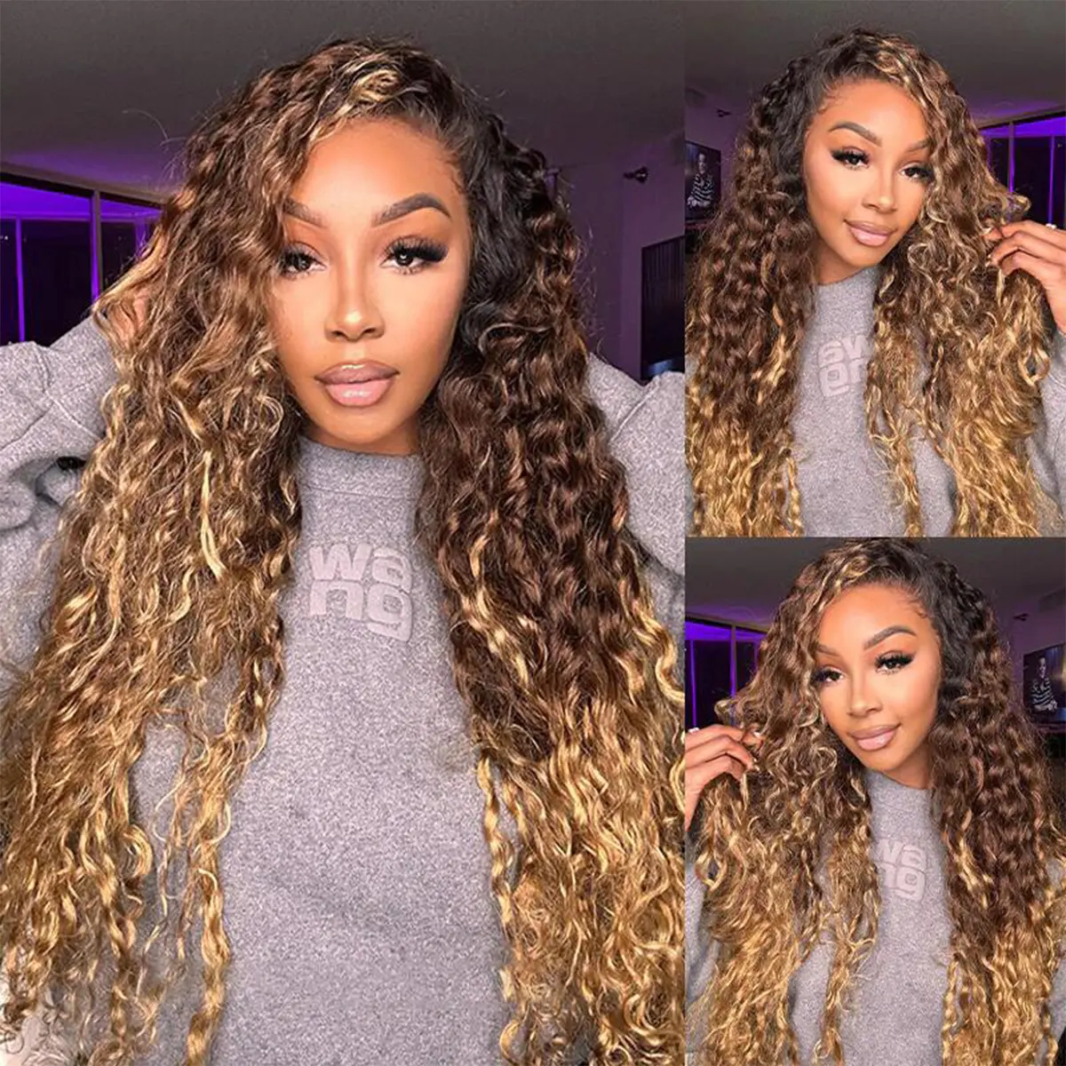 Cheetah Beauty Ombre 13x6 HD Lace Front Wigs Real Hair Pre Plucked 180% Density Deep Wave Frontal Wigs Natural Hairline for Women Medium Cap Size Combs With Elastic Band #tiktokshopsummersale