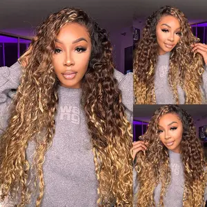 Cheetah Beauty Ombre 13x6 HD Lace Front Wigs Real Hair Pre Plucked 180% Density Deep Wave Frontal Wigs Natural Hairline for Women Medium Cap Size Combs With Elastic Band