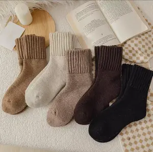 SpixelSpixel Lady Warm Solid Color Mid-Calf Stockings - Casual Style - 5 Pair Set - Value Pack - Suitable for daily wear in autumn and winter - 100% Polyester - Machine Washable