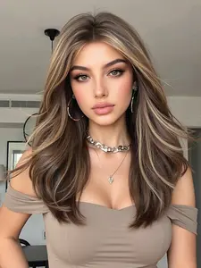 20 Inch & Blonde Long Curly Wigs for Women, Gorgeous Fluffy Wigs with Blunt Bangs, Stylist Friendly Wig, Synthetic Full Machine Wigs for Party, Daily Use, Synthetic Hair Wigs