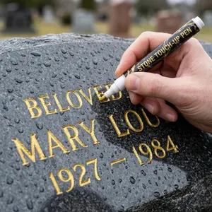 Golden Tombstone Marker Pen for Restoring Faded Grave Inscriptions, Quick Dry Gravestone Paint Pen, Waterproof & Weather-Resistant