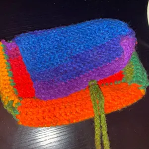 Handmade Tarot Card Bag for 1907 Sizes Cards - Vibrant Multicolor Knit Design with Secure Drawstring Closure