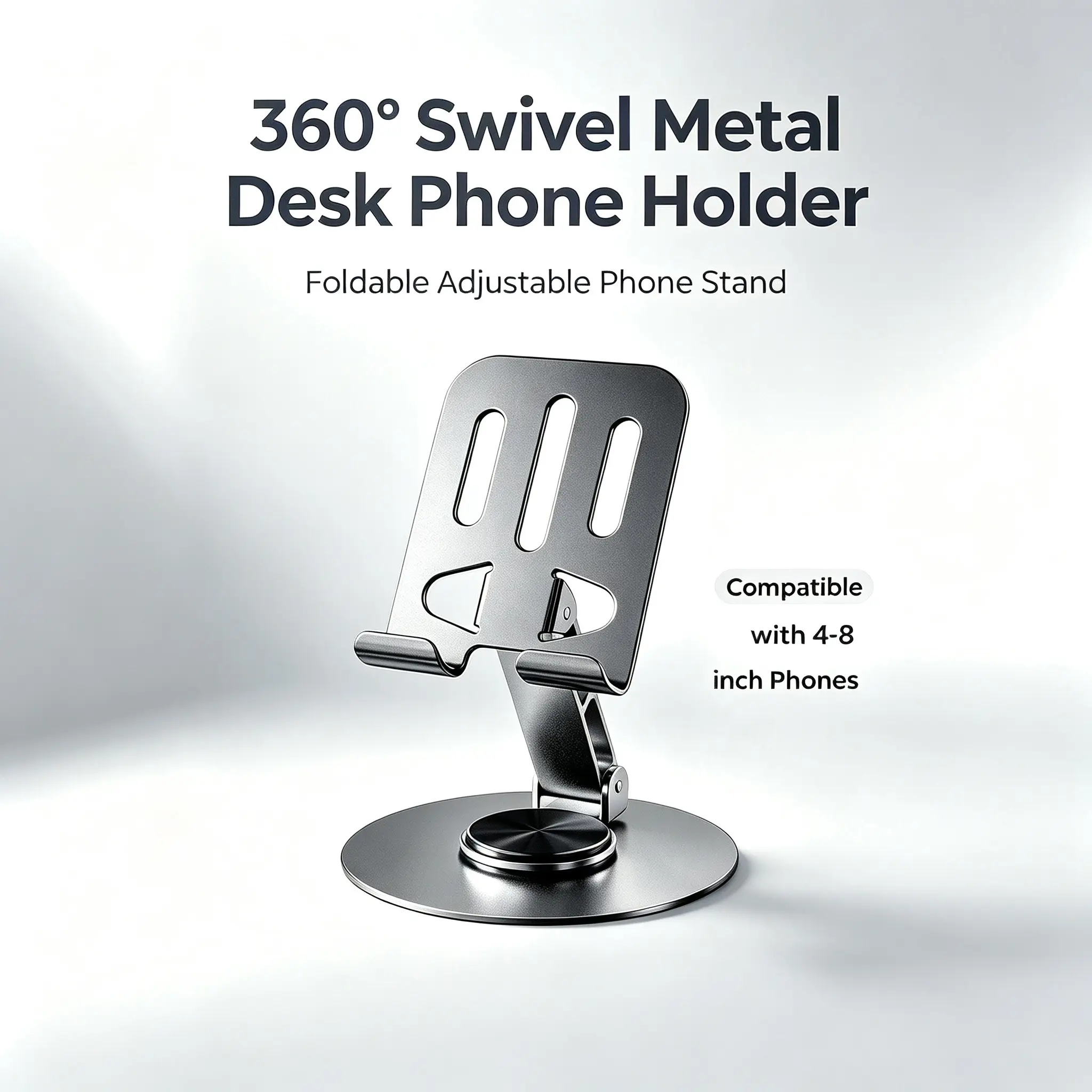 360° Swivel Metal Desk Tabletop Phone Holder,  mobile viewingPhone Holder， Foldable Adjustable Phone Holder, mobile viewing stand Phone, Phone Holder Design Rotation Stand Cellphone