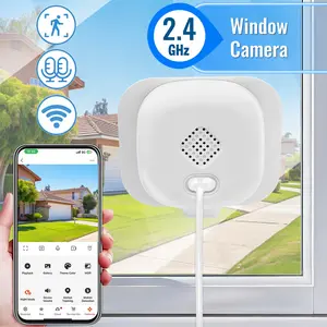 Window Stick Security Camera, 2.4G WiFi Indoor Cam, Dual TF/Cloud Storage, Two-Way Audio, Motion Detection, IR Night Vision, Easy No-Drill Install for Home, Apartment & Pet Monitoring, Smart WiFi Camera
