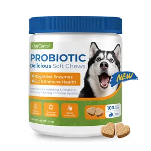 OurCares NEW Advanced Probiotic Soft Chews for Dogs, Chicken Flavor – 100 Count | Dog Probiotics for Digestive Health with 4.8 Billion CFU, Enzyme Blend & Pumpkin, Supports Gut Health & Immunity，GLB