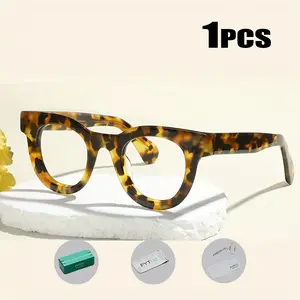 FYTOO Tortoise Y2K Glasses Set | 1 Glasses + 3 Accessories Acetate Frame | Full Rim Unisex No-Makeup Chic | Party & Daily Decor | Holiday Gift 882259-C02&K