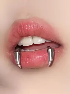 2pcs Unisex Lip Rings Gothic Dark Style, Stainless Steel Vampire Fang Piercing Lip Jewelry Accessories, Unique Gifts for Men & Women
