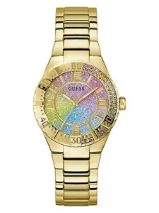 GUESS Female Gold-Tone and Rainbow Analog Watch