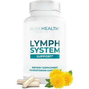 PureHealth Research Lymph System Support Supplement with Dandelion Extract & Cleavers for Reduced Swelling and Lymphatic Drainage - 1 Bottle, Brown Capsule