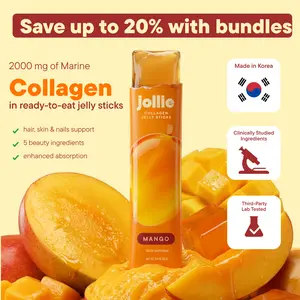 JOLLIE Collagen Jelly Sticks – Mango Flavor | Made in Korea | Marine Collagen + Hyaluronic Acid, Probiotics, CoQ10 & Glutathione for Daily Glow & Hydration Supplement